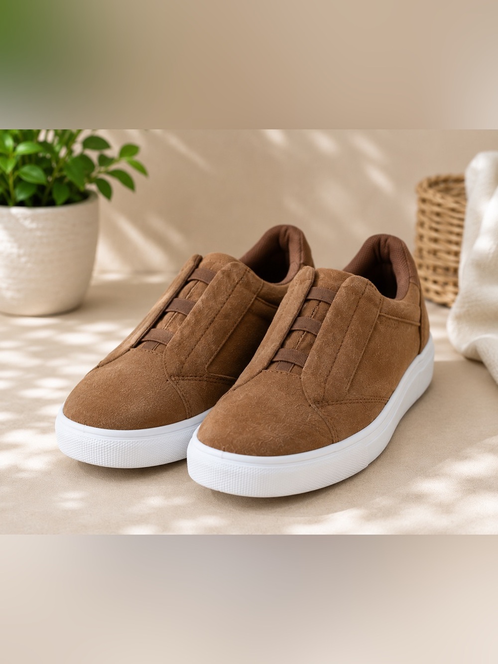 George Brown Suede Slip-On Sneakers with White Sole